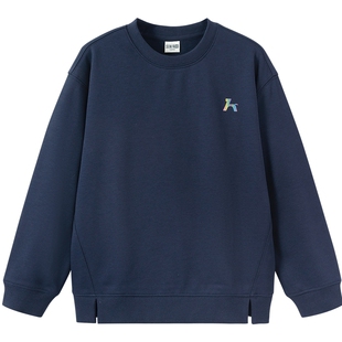 森马儿童25秋季新款男中童卫衣渐变时尚炫酷印花圆领上衣下摆开叉