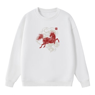 【蜜蜂惊喜社】【故宫宫廷卫衣】马踏祥云男女同款圆领连帽卫衣