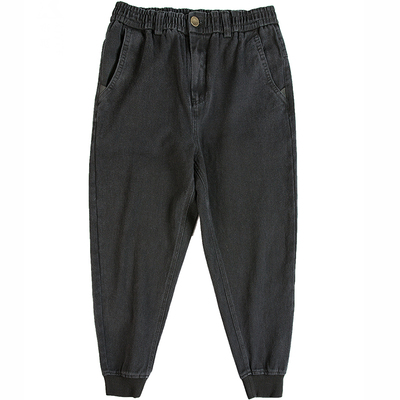 胖子大码束脚哈伦牛仔裤秋冬加绒