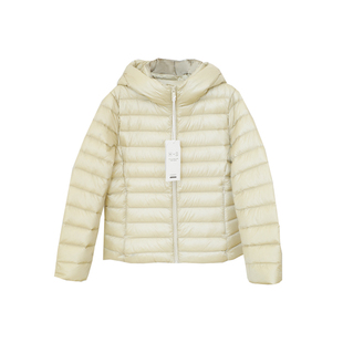 轻巧保暖 视觉收腰 90鹅绒填充排骨20D无胆尼丝纺短款连帽羽绒服