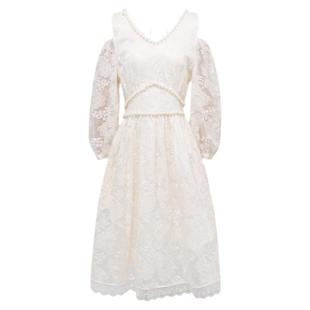 tanni新款清纯减龄柔美法式设计感露肩连衣裙TN11DR005A