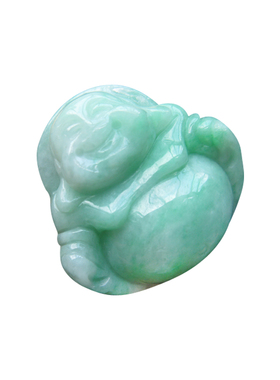 天然翡翠玉石笑佛项圈鉴定书吊坠