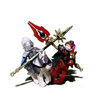 迪库三国小侠人仔拼装积木儿童玩具骑兵骑士吕布赵云关羽古代手办