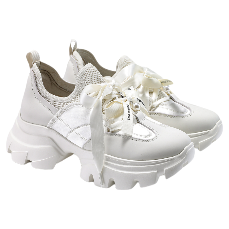 fed白色厚底鞋秋季新款女鞋丝带老爹鞋运动休闲鞋S0828-YAB881