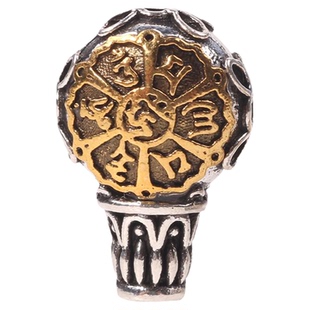 藏银镶嵌三通 diy手工饰品配饰金刚菩提塔头佛头念珠三通文玩配件