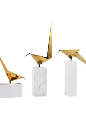 大理石不锈钢千纸鹤艺术摆件