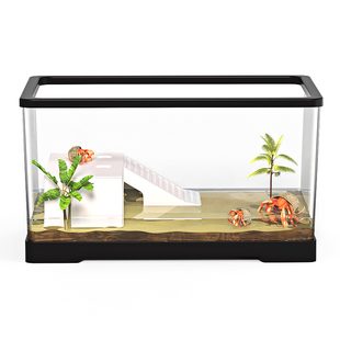 螃蟹缸造景小别墅饲养箱寄居蟹小宠物亚克力带爬台躲避乌龟饲养缸