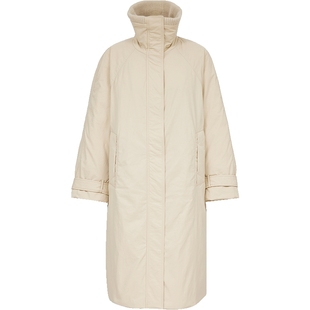 ONLY2025冬季新款休闲茧型保暖针织立领插肩袖过膝中长款羽绒服女