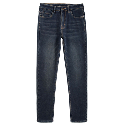 啄木鸟加厚加绒修身直筒牛仔裤男