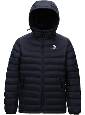 骆驼火焰轻薄羽绒服男春季2026新款鸭绒连帽短款保暖排骨服外套