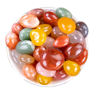 雨花石五彩天然石鹅卵石鱼缸造景彩色小石头花盆铺面装饰水培石子