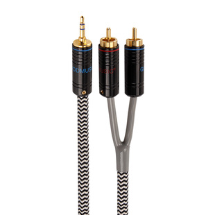 单晶铜镀银一分二音频线3.5转双莲花头电脑功放1分2RCA音响连接线
