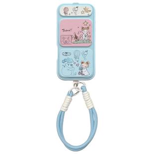 启乾 涂鸦星星女孩腕带iPhone17/16手机壳适用苹果15/14promax折叠支架皮质软壳链条挂绳蓝色可爱卡通新款女