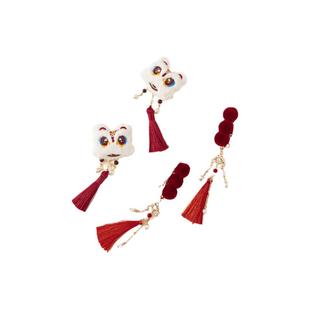 INSbobo儿童发夹洋气红色新年小女孩发饰女童头饰古风汉服搭配潮