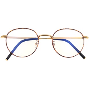 复古金属小框秀智同款近视眼镜女豹纹镜框网红素颜小脸卡琳眼镜框