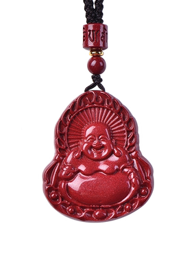 朱砂弥勒佛吊坠大肚佛宝宝项链