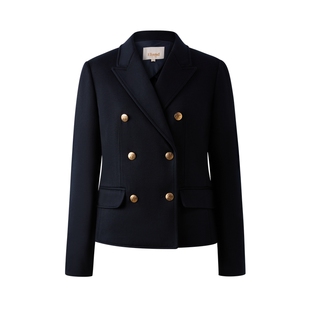 Eland衣恋西装女时尚双排扣休闲通勤外套2025冬季新款