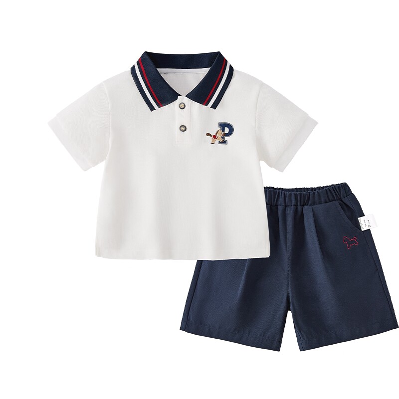 男童两件套夏季小童polo领套装儿童短裤薄款2026新款宝宝夏装男孩
