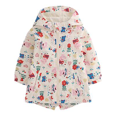 小猪佩奇女童外套连帽2026春秋新款防泼水宝宝洋气风衣夹克冲锋衣