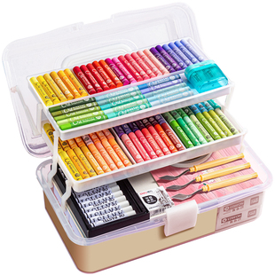 得力超软重彩油画棒工具箱套装全套24色小学生专用diy画幼儿园安全无毒可水洗48软性蜡笔美术涂鸦刮刀绘画纸
