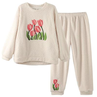 秋冬珊瑚绒睡衣女甜美家居服保暖