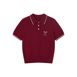 NowRose官方女士运动经典复古撞色网球针织短袖POLO高尔夫上衣