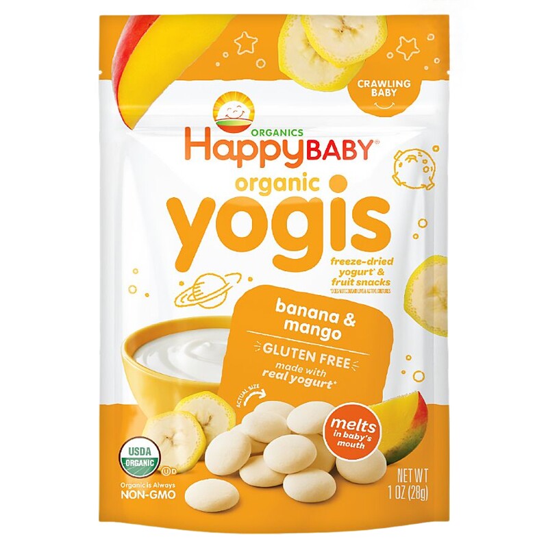 禧贝happy baby 有机乳酪粒香蕉芒果味溶豆28g宝宝7个月+磨牙零食
