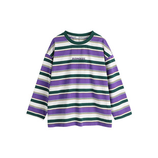 沫沫家定制童装男童儿童上衣打底衫洋气长袖条纹休闲内搭t恤