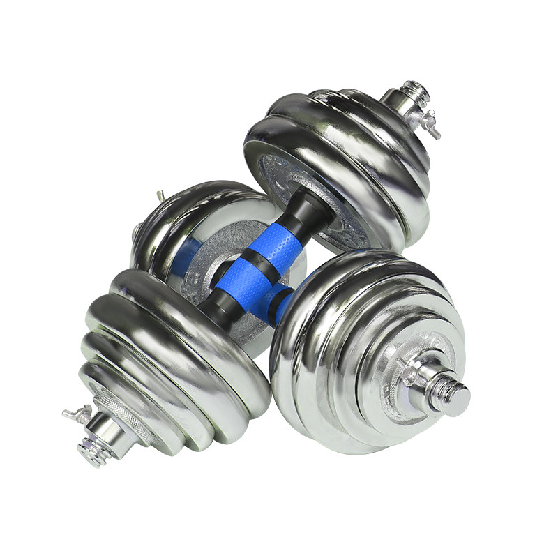 哑铃男士健身家用可拆卸实心电镀健身器材可调节重量15kg包胶哑铃