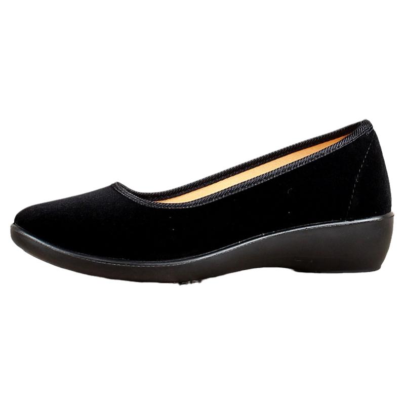 步源轩老北京布鞋正品女款年轻款软底不累脚小坡跟黑色酒店工作鞋