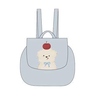 尼睿x南空直美 新款可爱卡通双肩包原创小狗背包大容量便携帆布包