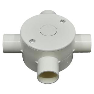 联塑PVC阻燃线管圆接线盒四通16/20/25带盖园四通3/4/6分司令盒