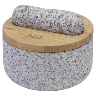 JosephJoseph竹盖花岗岩捣碎厨房捣蒜工具家用香料药材杵臼研磨器