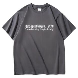 【哥们/姐们現在特脆弱】重磅240克高品质t恤真锤子短袖衣服半袖