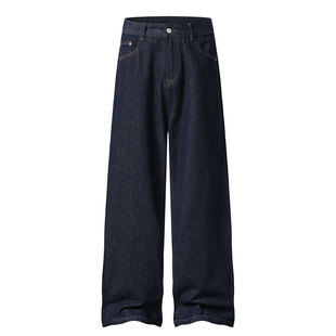 190高个子加长版老钱风赤耳红边原牛直筒宽松阔腿cleanfit牛仔裤