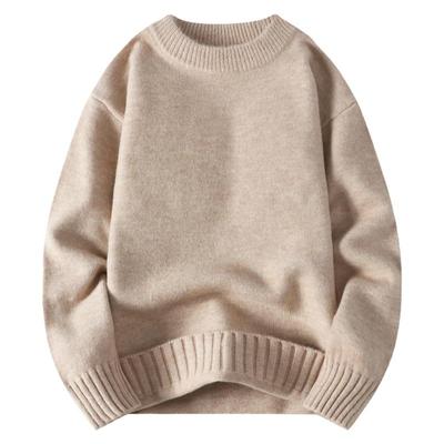 啄木鸟纯色针织圆领可机洗毛衣男