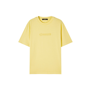 U/TI发泡印花100%棉T恤女 百搭正肩显白短袖上衣尤缇2025秋季新款