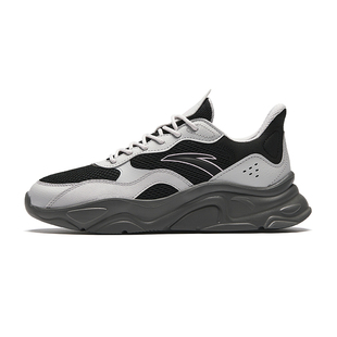 安踏小千禧休闲鞋女冬季老爹鞋黑色休闲鞋轻质厚底增高运动老爹鞋