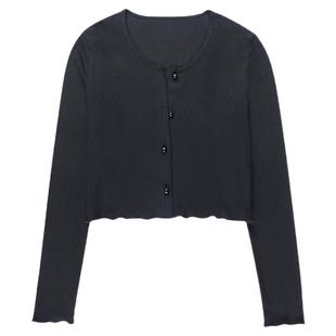 GirlsAt18 黑色披肩针织开衫外搭罩衫女搭配吊带防晒上衣短款外套