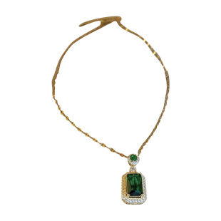 祖母绿复古绿色宝石项链女高级设计感小众轻奢锁骨链耳钉2025新款