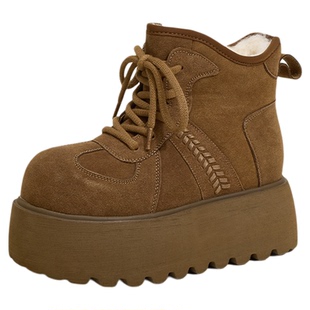 内增高10cm厚底雪地靴女2026新款冬季加绒加厚马丁靴短靴松糕棉鞋