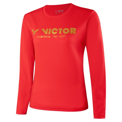 25秋冬新款victor胜利羽毛球服长袖女速干保暖女士运动服长袖T恤