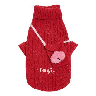 Tagi.新年拜年红包狗狗雪花麻花毛衣刺绣秋冬红色宠物针织