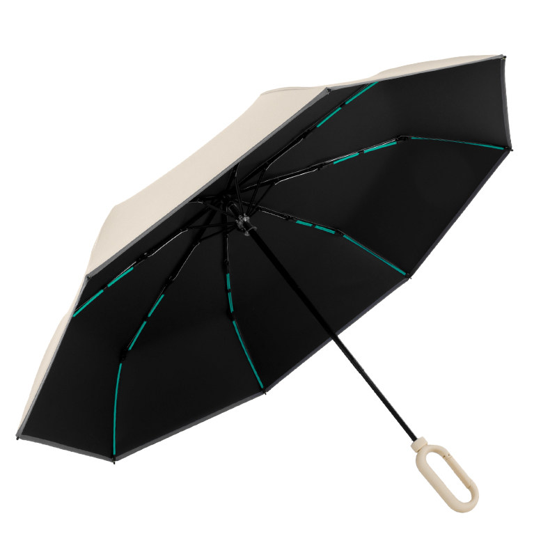 环扣三折伞晴雨伞骨防晒黑胶伞晴雨两用伞户外便携超强手动加固