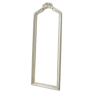 欧式复古白色落地镜木框雕花穿衣镜家用镜子全身镜壁挂式定制尺寸