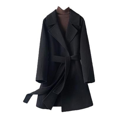 羊绒大衣中长款西装领气质双面呢