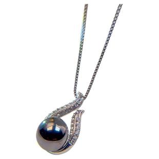 轻奢高级法式灰色吊坠饰品套装链珍珠小众配饰链锁骨项链气质耳饰