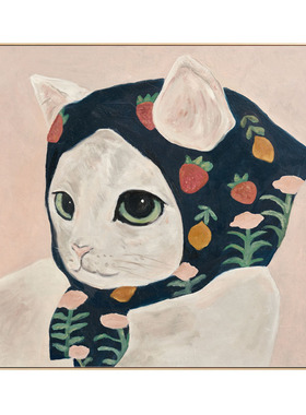 三小姐卡通风猫咪趣味客厅装饰画