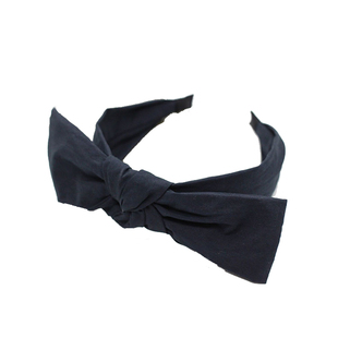 Miss Tura韩国进口发卡 明星同款布艺深蓝色双层蝴蝶结宽边发箍