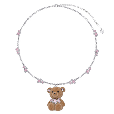 AWE李耕耘同款可爱棕色小熊项链